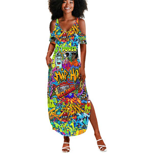 Hip Hop Graffiti Art Summer Maxi Dress Black Power