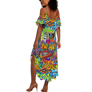 Hip Hop Graffiti Art Summer Maxi Dress Black Power