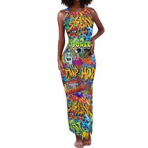 Hip Hop Graffiti Art Tank Maxi Dress Black Power