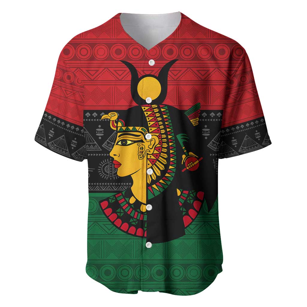 Personalized Queen of Egypt Baseball Jersey in Pan-African Colors