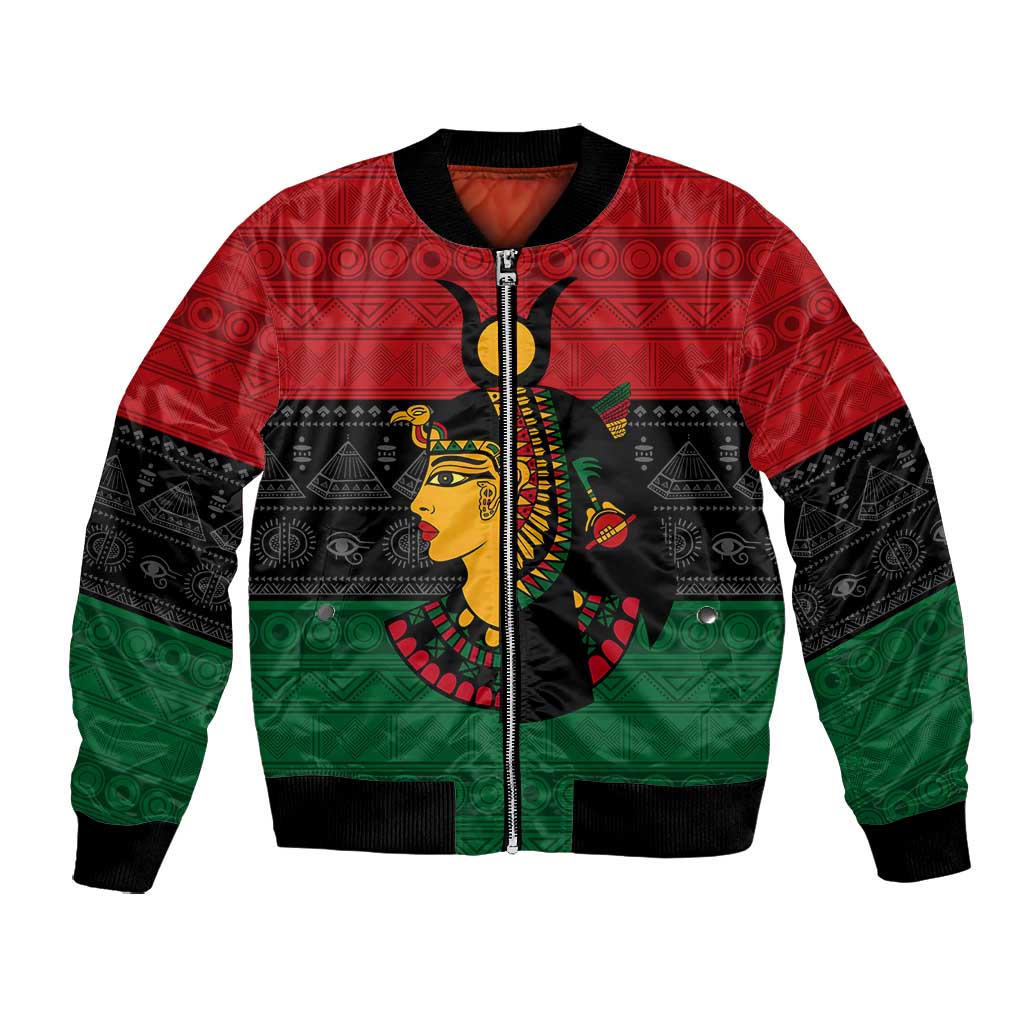 Personalized Queen of Egypt Bomber Jacket in Pan-African Colors