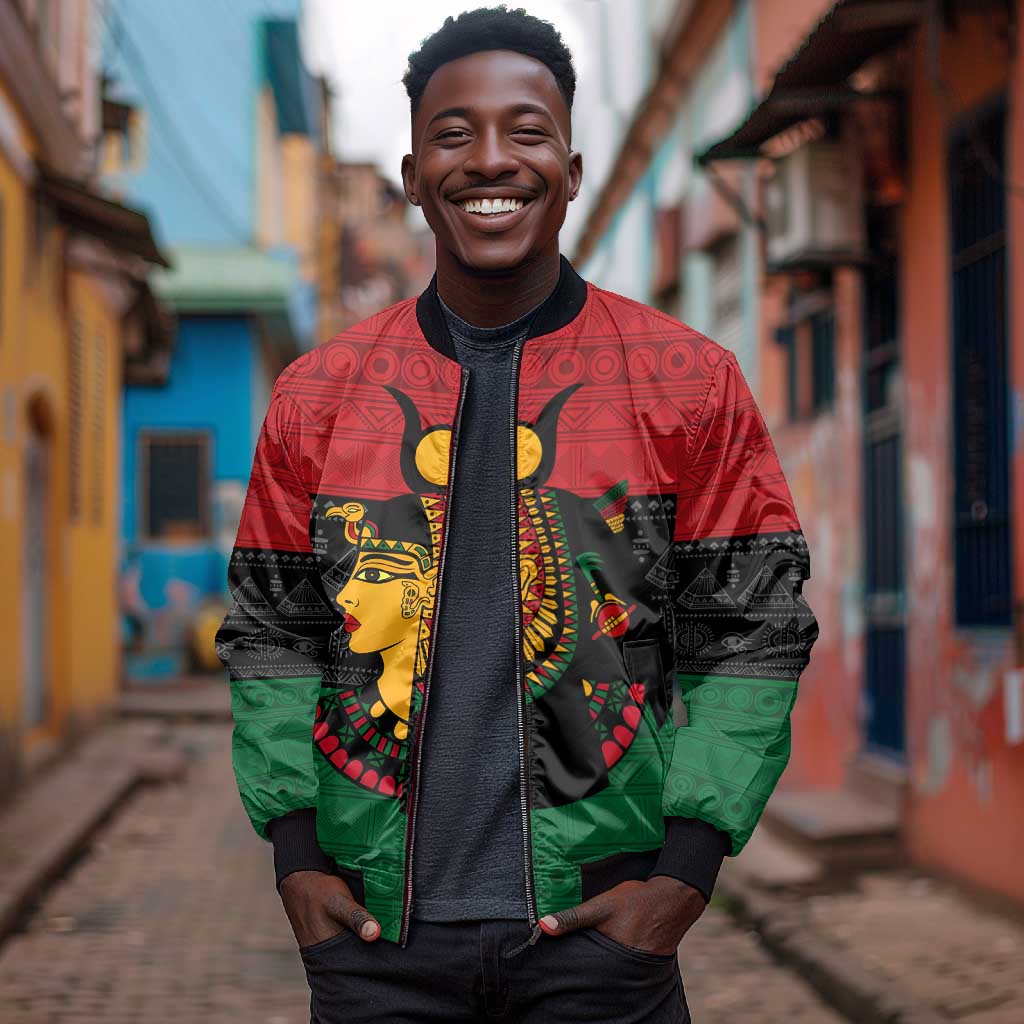Personalized Queen of Egypt Bomber Jacket in Pan-African Colors