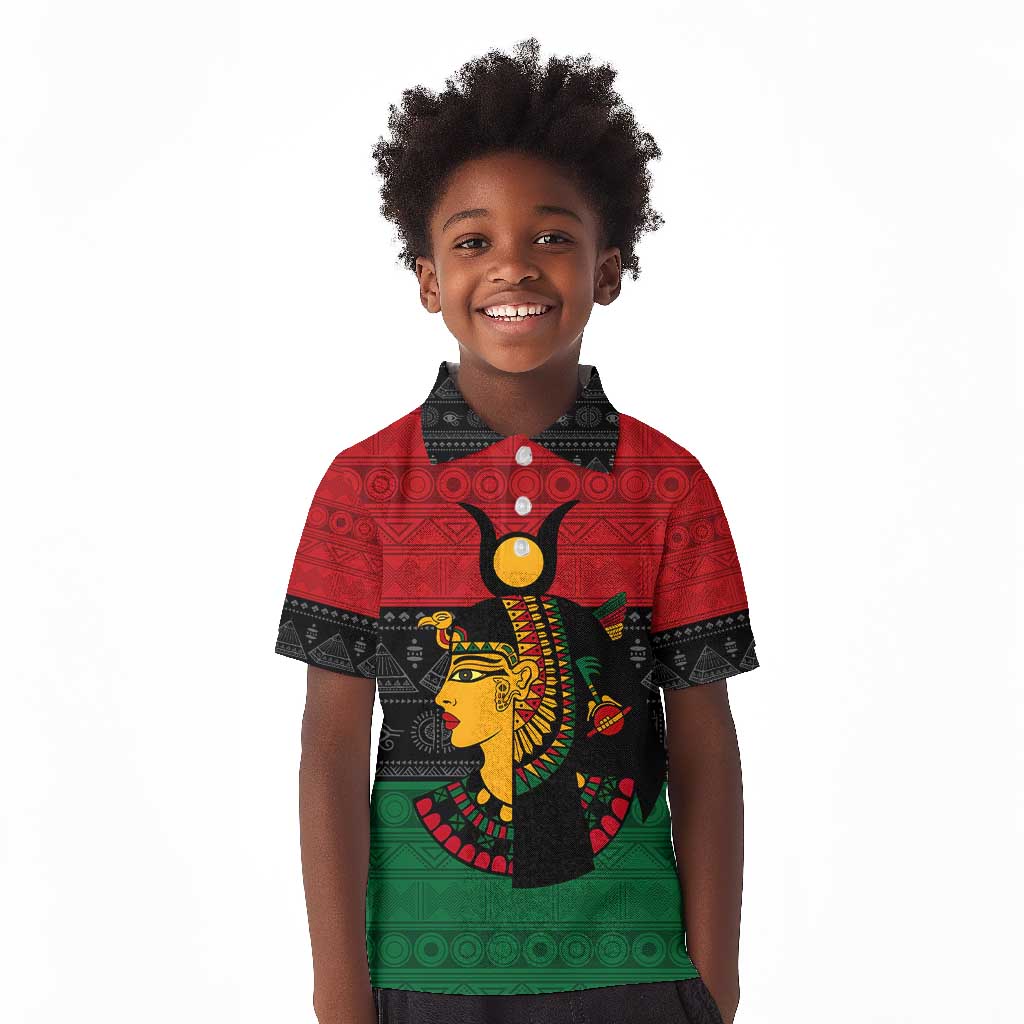 Personalized Queen of Egypt Kid Polo Shirt in Pan-African Colors
