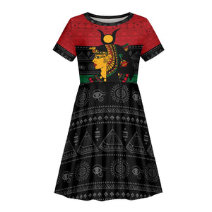 Personalized Queen of Egypt Kid Short Sleeve Dress in Pan-African Colors