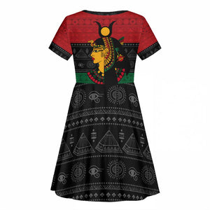 Personalized Queen of Egypt Kid Short Sleeve Dress in Pan-African Colors