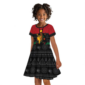 Personalized Queen of Egypt Kid Short Sleeve Dress in Pan-African Colors