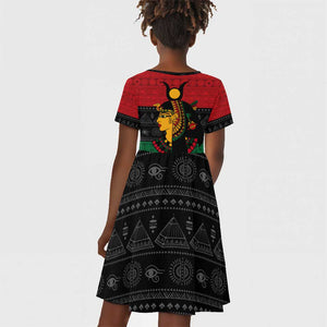 Personalized Queen of Egypt Kid Short Sleeve Dress in Pan-African Colors