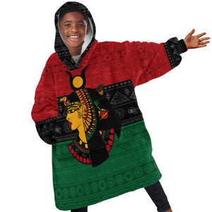 Personalized Queen of Egypt KId Wearable Blanket Hoodie in Pan-African Colors