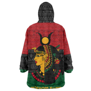 Personalized Queen of Egypt KId Wearable Blanket Hoodie in Pan-African Colors