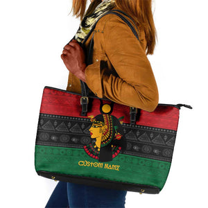 Personalized Queen of Egypt Leather Tote Bag in Pan-African Colors