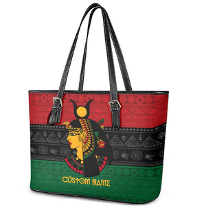 Personalized Queen of Egypt Leather Tote Bag in Pan-African Colors