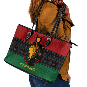 Personalized Queen of Egypt Leather Tote Bag in Pan-African Colors