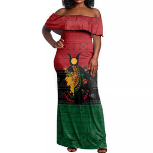 Personalized Queen of Egypt Off Shoulder Maxi Dress in Pan-African Colors