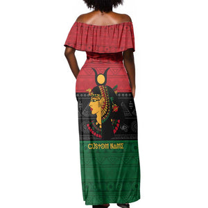 Personalized Queen of Egypt Off Shoulder Maxi Dress in Pan-African Colors