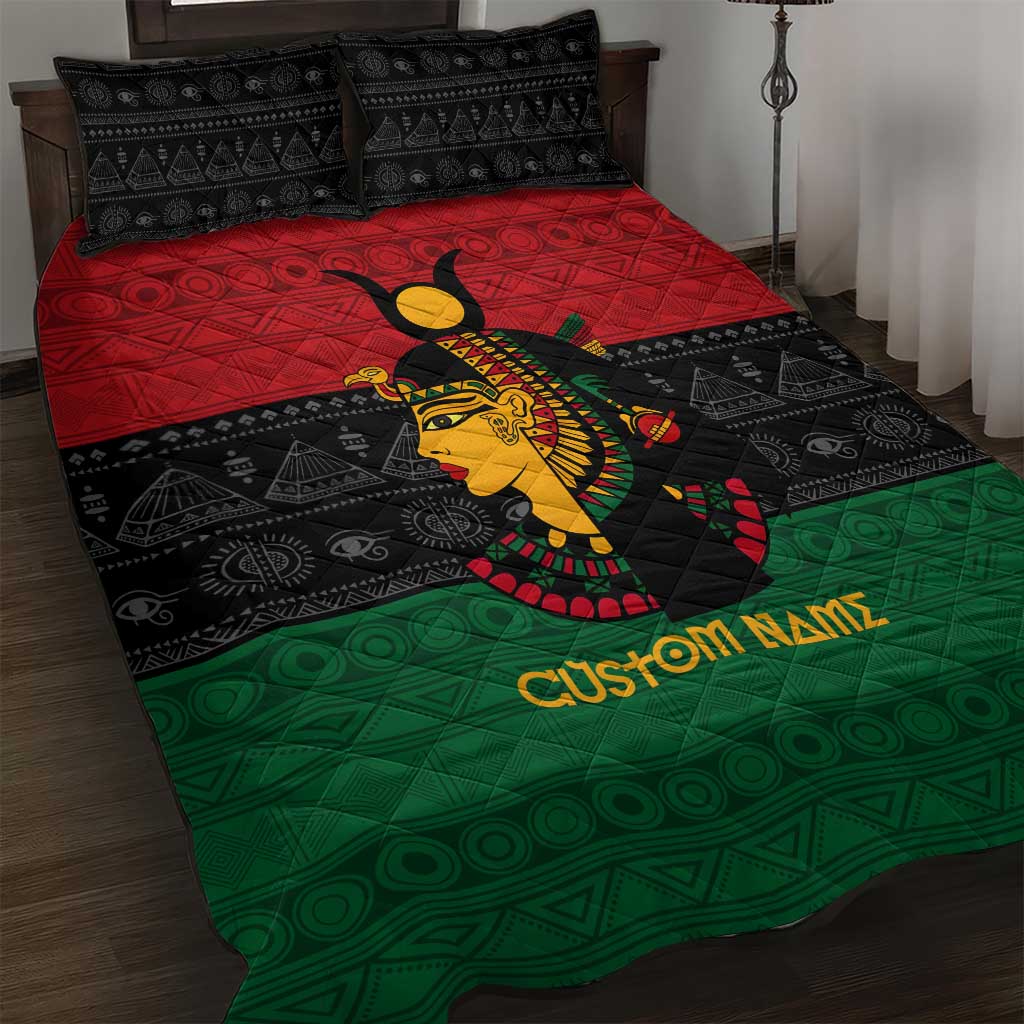 Personalized Queen of Egypt Quilt Bed Set in Pan-African Colors