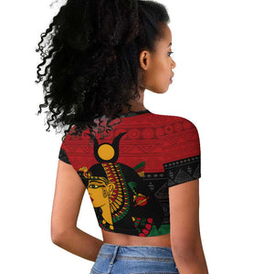 Personalized Queen of Egypt Raglan Cropped T shirt in Pan-African Colors