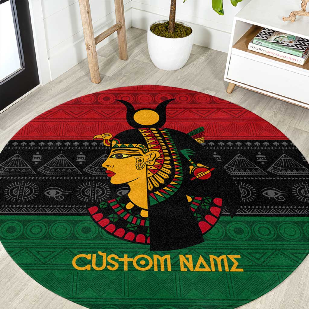 Personalized Queen of Egypt Round Carpet in Pan-African Colors