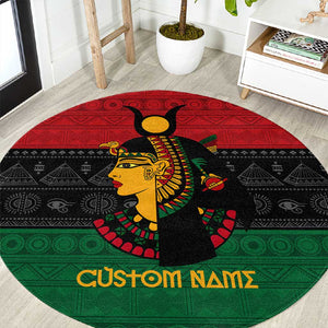 Personalized Queen of Egypt Round Carpet in Pan-African Colors