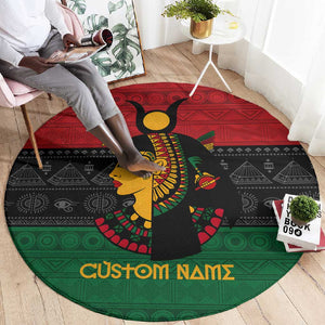 Personalized Queen of Egypt Round Carpet in Pan-African Colors