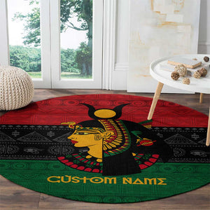 Personalized Queen of Egypt Round Carpet in Pan-African Colors