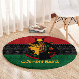 Personalized Queen of Egypt Round Carpet in Pan-African Colors