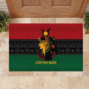 Personalized Queen of Egypt Rubber Doormat in Pan-African Colors