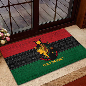 Personalized Queen of Egypt Rubber Doormat in Pan-African Colors