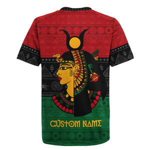 Personalized Queen of Egypt Rugby Jersey in Pan-African Colors