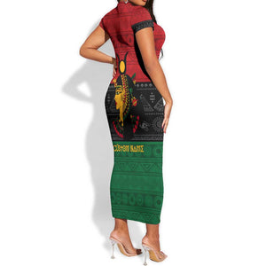 Personalized Queen of Egypt Short Sleeve Bodycon Dress in Pan-African Colors