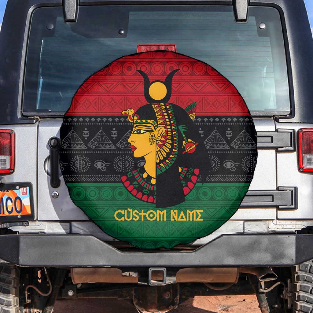 Personalized Queen of Egypt Spare Tire Cover in Pan-African Colors