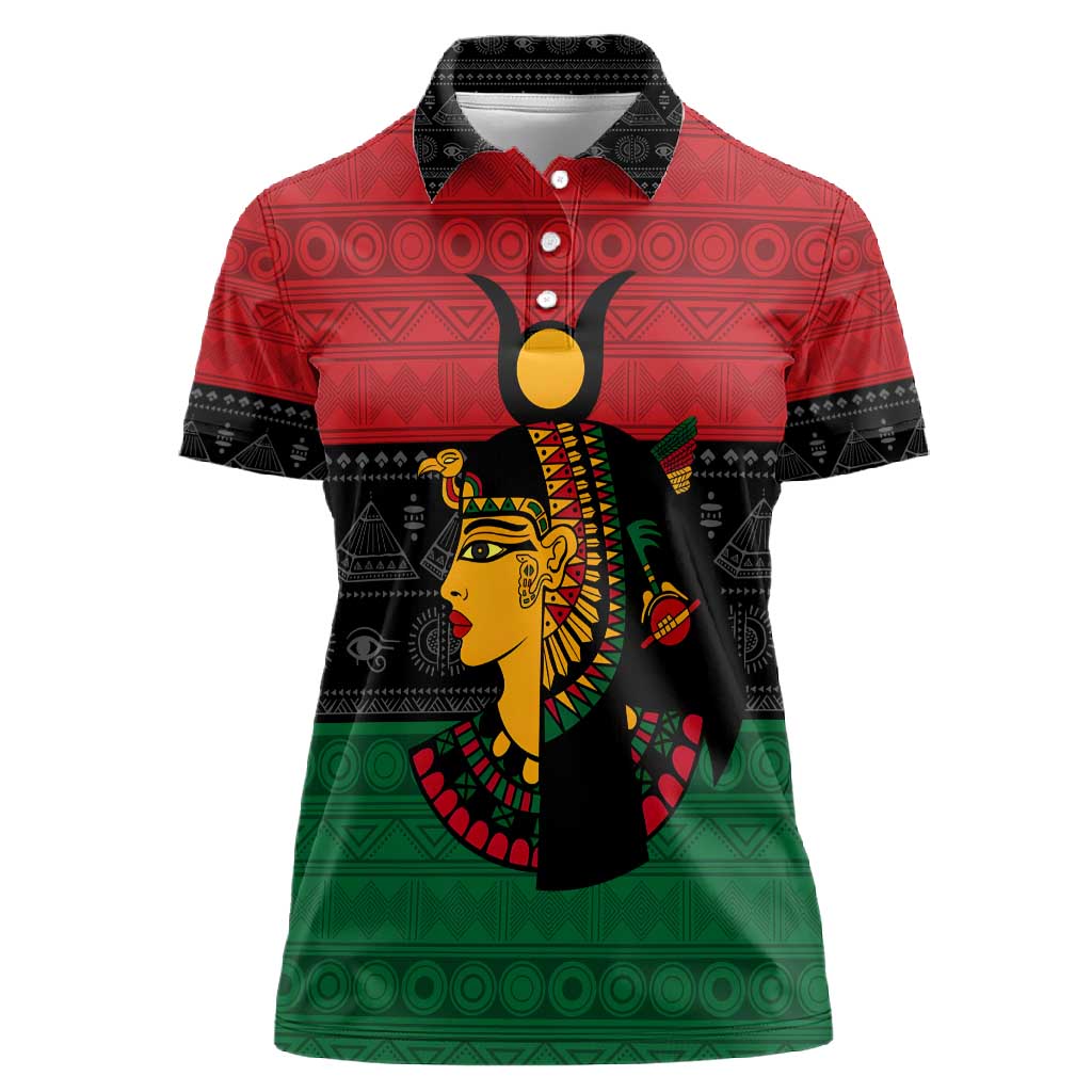 Personalized Queen of Egypt Women Polo Shirt in Pan-African Colors