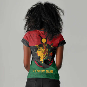 Personalized Queen of Egypt Women V-Neck T-Shirt in Pan-African Colors