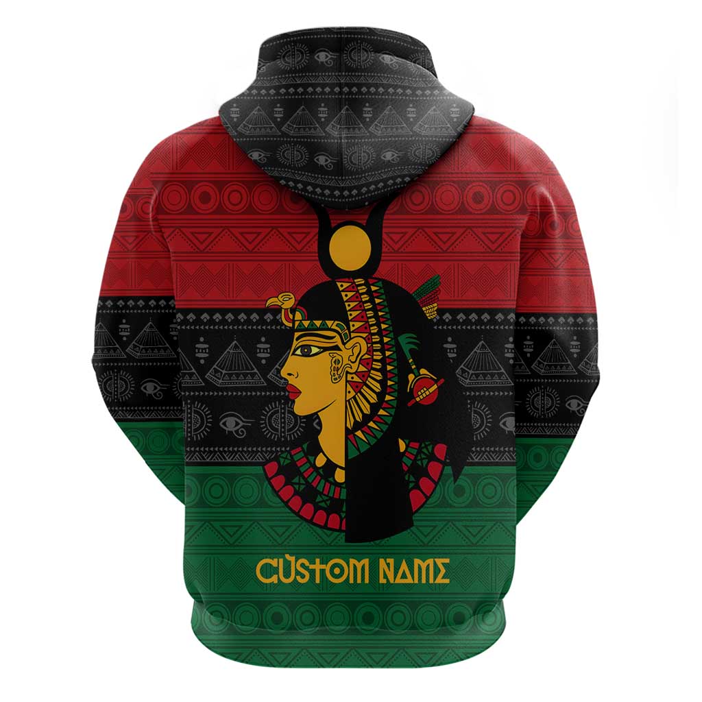 Personalized Queen of Egypt Zip Hoodie in Pan-African Colors