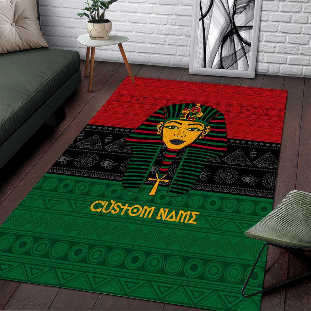 Personalized Ancient Egypt Area Rug - Pharaoh in Pan-African Colors