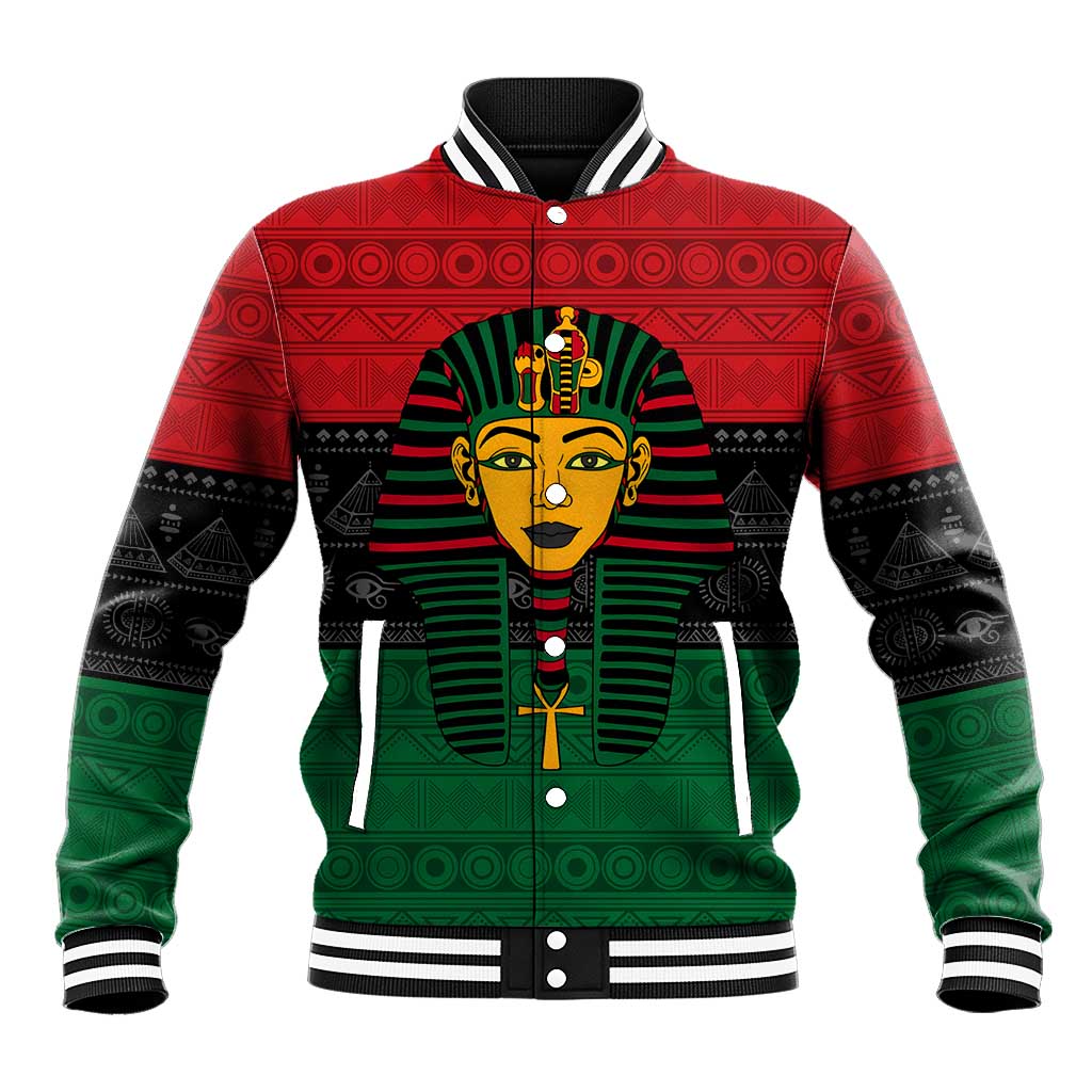 Personalized Ancient Egypt Baseball Jacket - Pharaoh in Pan-African Colors DT02