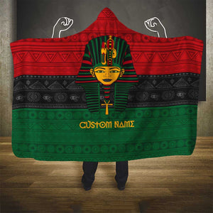 Personalized Ancient Egypt Hooded Blanket - Pharaoh in Pan-African Colors