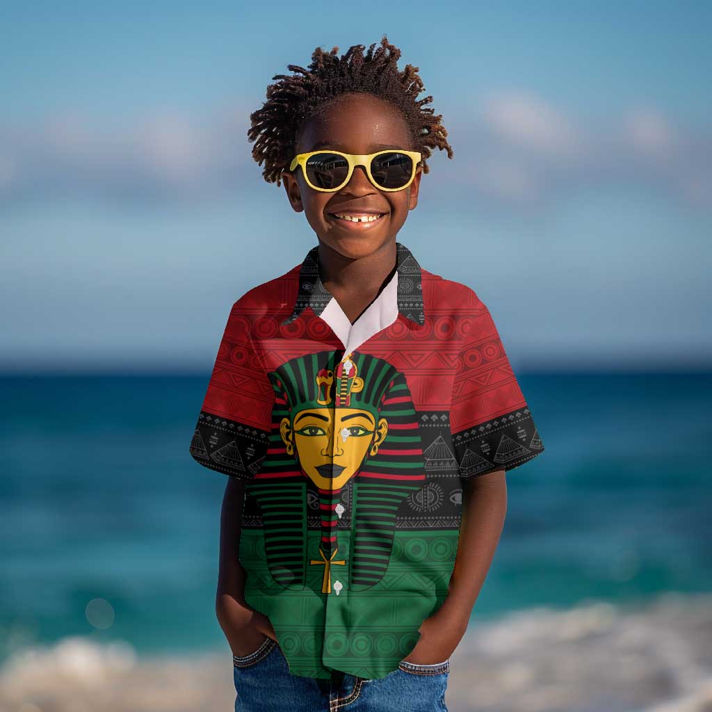 Personalized Ancient Egypt Kid Hawaiian Shirt - Pharaoh in Pan-African Colors