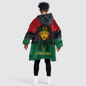 Personalized Ancient Egypt KId Wearable Blanket Hoodie - Pharaoh in Pan-African Colors