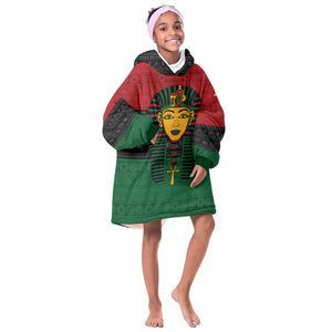 Personalized Ancient Egypt KId Wearable Blanket Hoodie - Pharaoh in Pan-African Colors