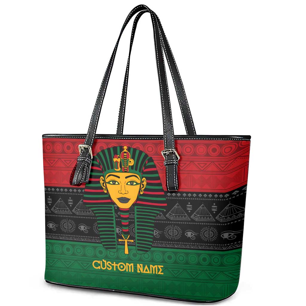 Personalized Ancient Egypt Leather Tote Bag - Pharaoh in Pan-African Colors