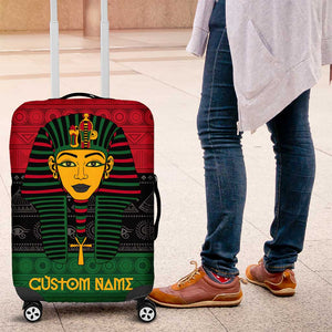 Personalized Ancient Egypt Luggage Cover - Pharaoh in Pan-African Colors