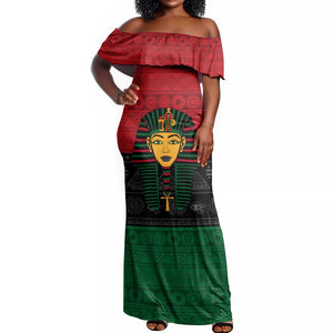 Personalized Ancient Egypt Off Shoulder Maxi Dress - Pharaoh in Pan-African Colors