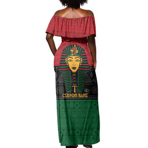 Personalized Ancient Egypt Off Shoulder Maxi Dress - Pharaoh in Pan-African Colors