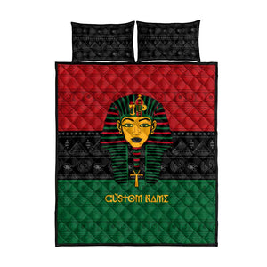 Personalized Ancient Egypt Quilt Bed Set - Pharaoh in Pan-African Colors