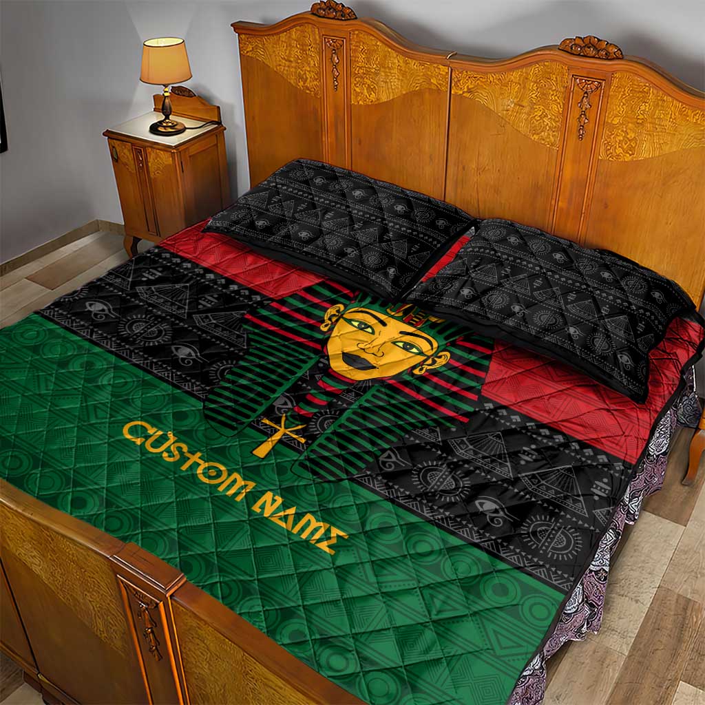 Personalized Ancient Egypt Quilt Bed Set - Pharaoh in Pan-African Colors