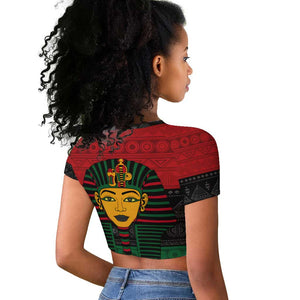 Personalized Ancient Egypt Raglan Cropped T shirt - Pharaoh in Pan-African Colors