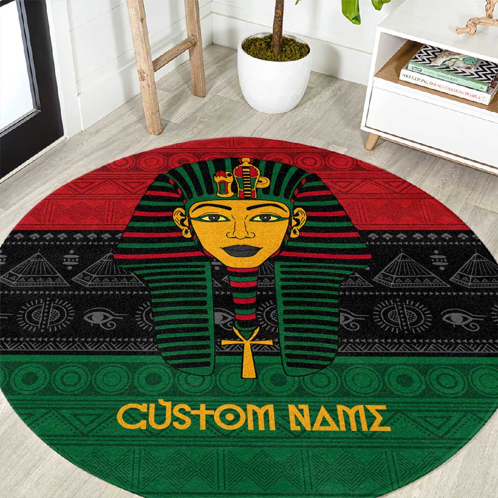 Personalized Ancient Egypt Round Carpet - Pharaoh in Pan-African Colors