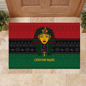 Personalized Ancient Egypt Rubber Doormat - Pharaoh in Pan-African Colors