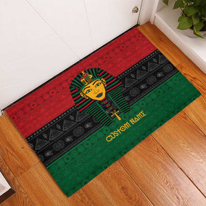 Personalized Ancient Egypt Rubber Doormat - Pharaoh in Pan-African Colors