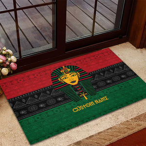 Personalized Ancient Egypt Rubber Doormat - Pharaoh in Pan-African Colors